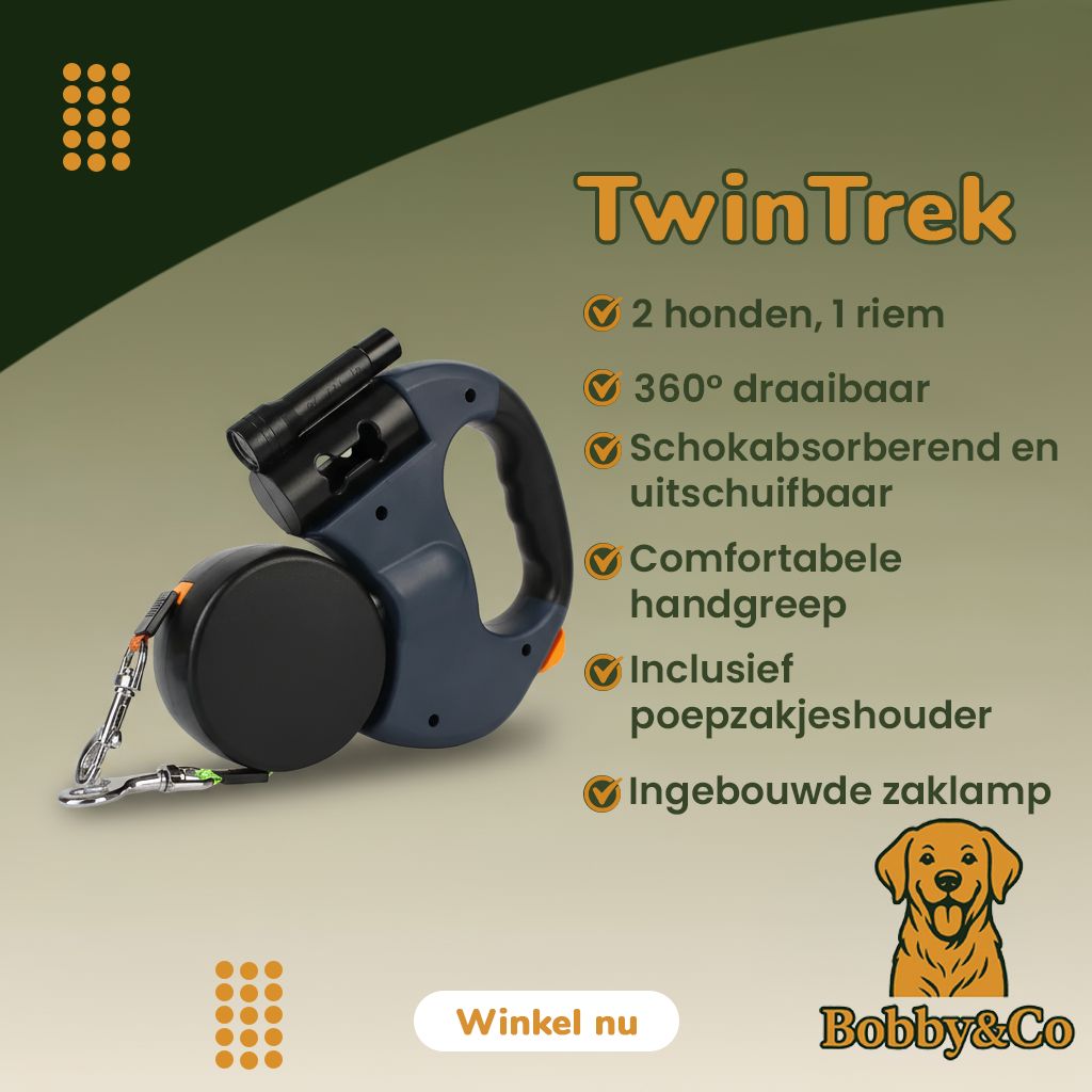 Bobby&Co TwinTrek™ 360° Dubbele Hondenriem - Perfect voor avonturen met twee maatjes